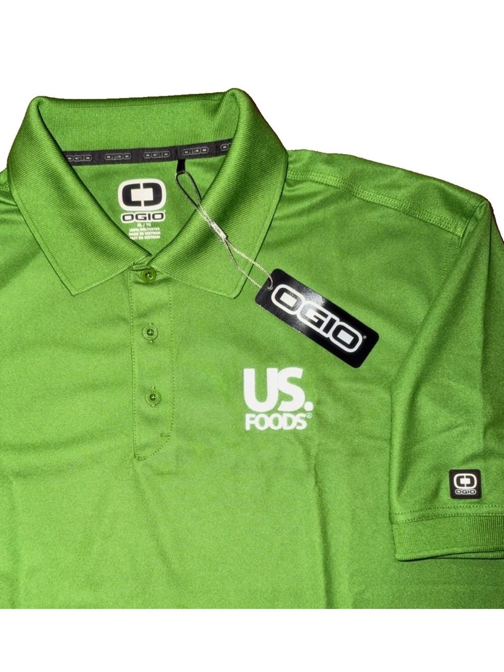OGIO Men's XL Green Solid Polo Shirt Short Sleeve Collared US Foods Logo NWT
